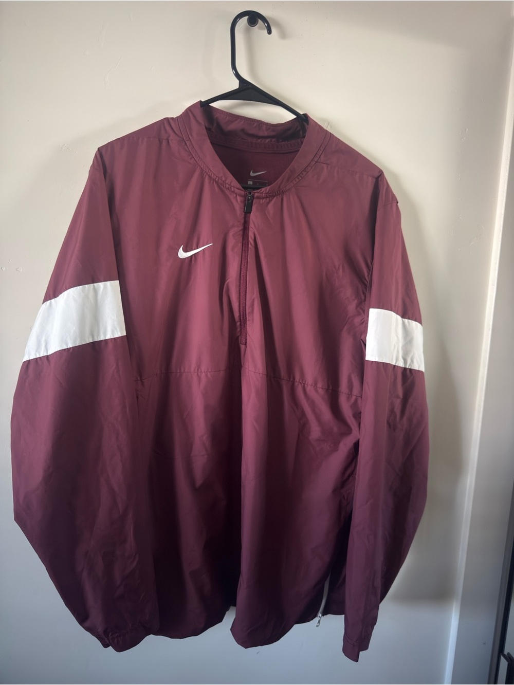 Nike Maroon Windbreaker Jacket with White Arm Bands